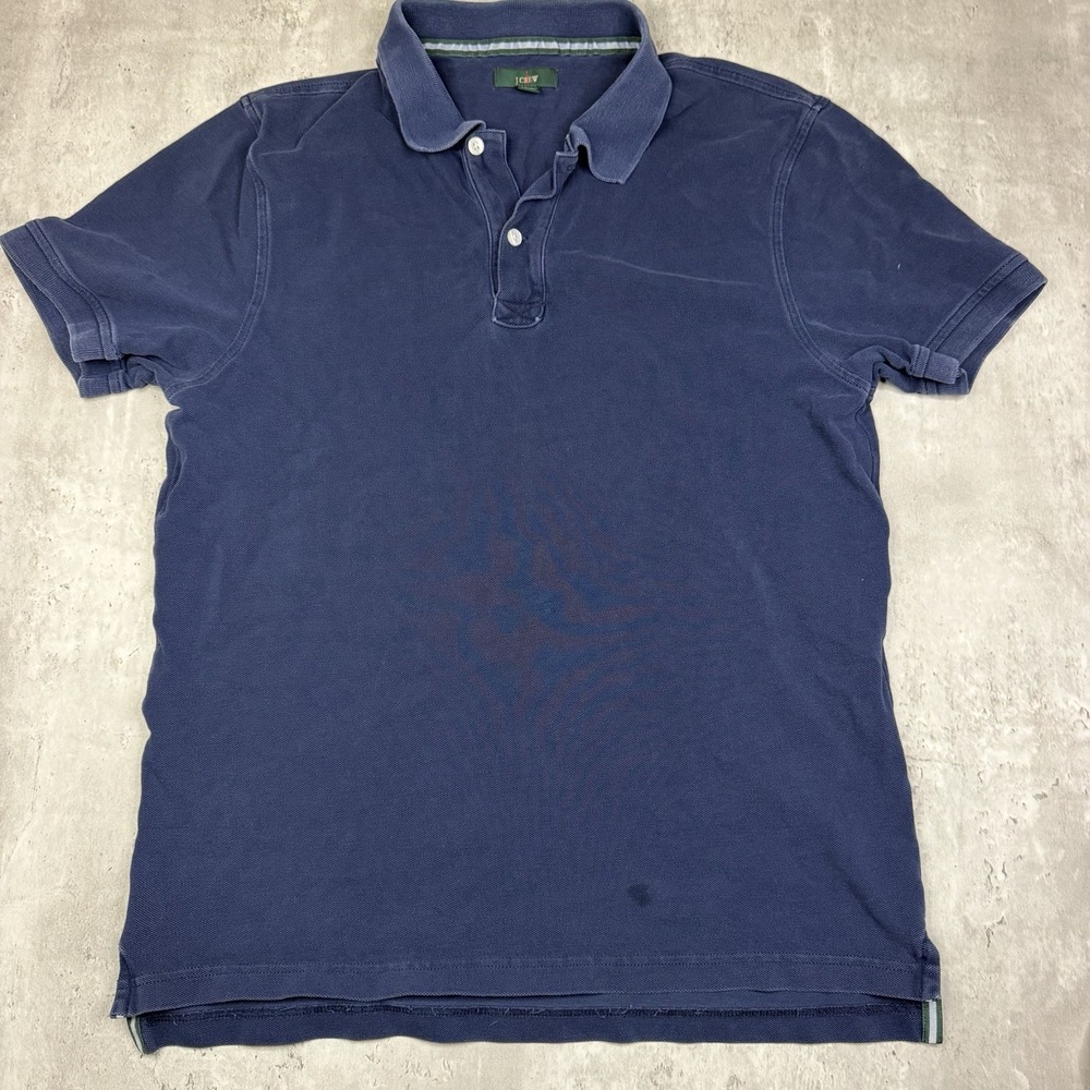 J Crew Oarsman Mens Classic Pique Polo Shirt Blue Short Sleeve Size Medium